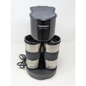 Cuisinart Two to Go Coffee Maker TTG-500 w/2 Travel Mugs Black Tested/Works